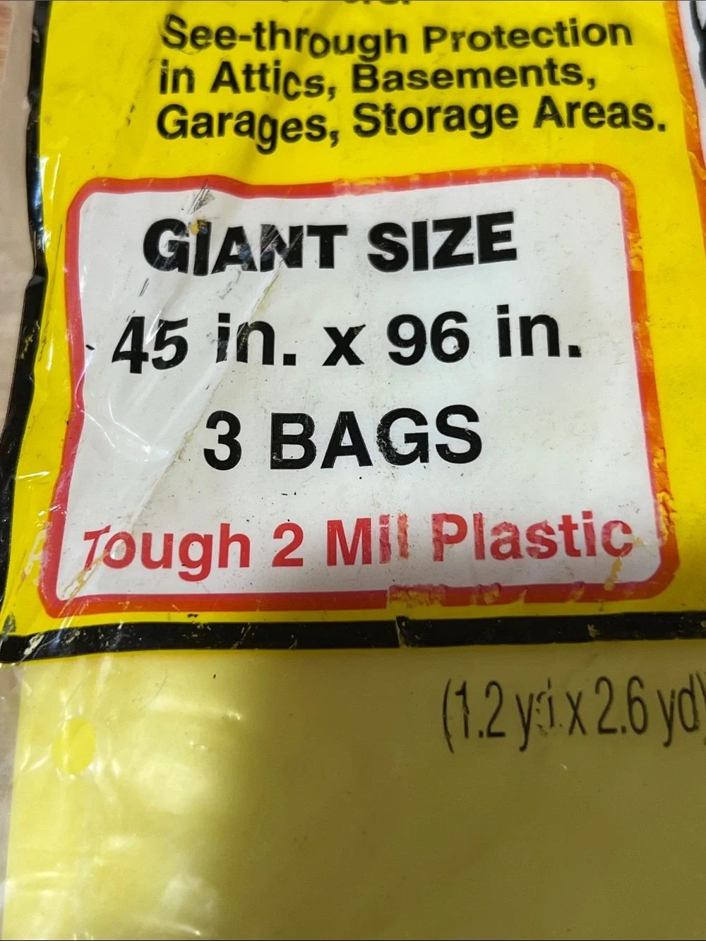 2mil plastic tough 45inx96in 3 bags USA made old new stock z16